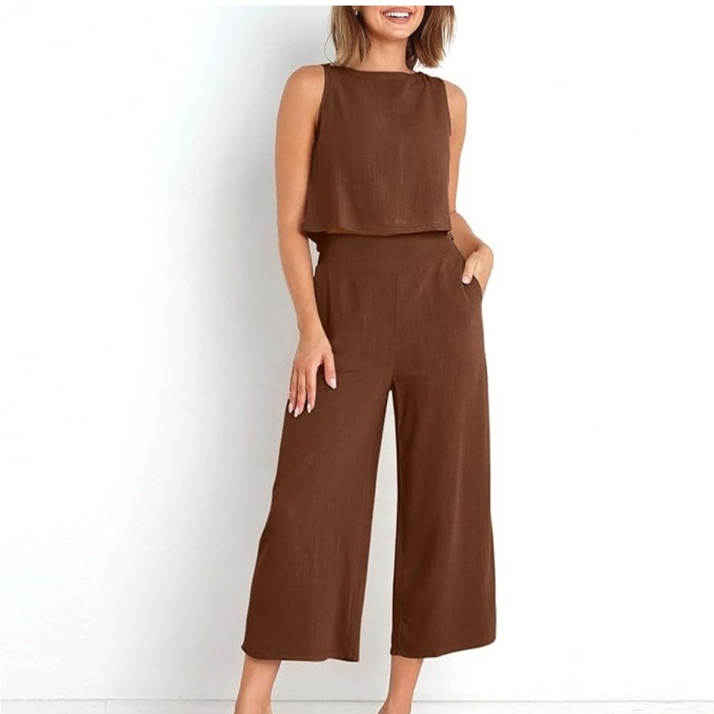 Tahari 100% Linen Wide-Leg Set